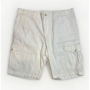 Tommy Bahama Utility Shorts Button Pockets White Cream Mens Size 35 Inseam 10in